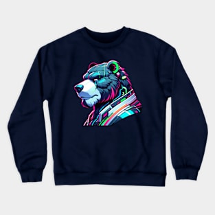 Cyberpunk Neon Furry Anthro Bear Crewneck Sweatshirt